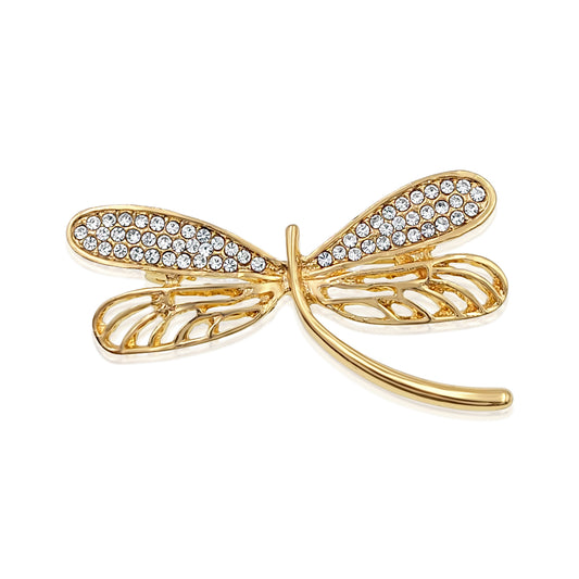 BESHEEK Goldtone and Rhinestone Butterfly Professional Artisan Brooch Pin | Handmade Hypoallergenic Office, Suit, Networking Style Jewelry