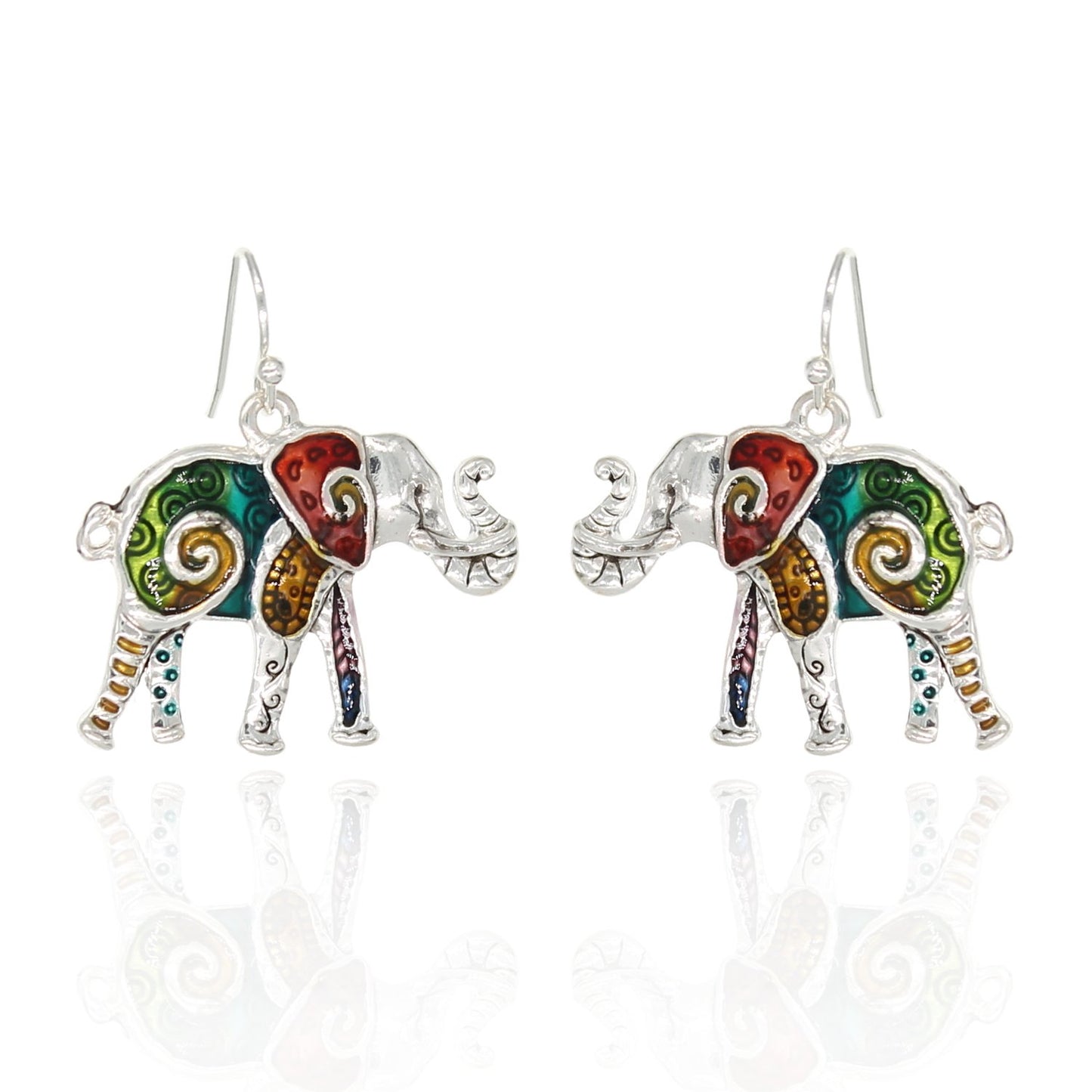 BESHEEK Handmade Mosaic Elephant Fashion Earrings | Handmade Hypoallergenic Boho Beach Gala Wedding Style Fashion Earrings
