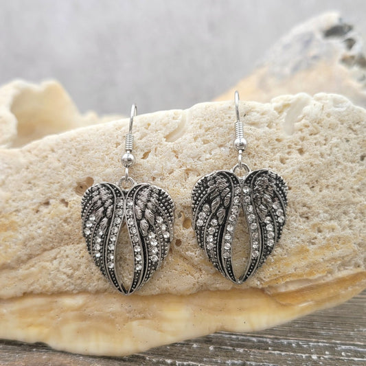 BESHEEK Rhinestone Ornate Wing Earrings. | Handmade Hypoallergenic Boho Beach Gala Wedding Style Fashion Earrings