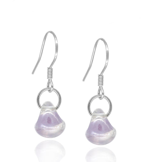 BESHEEK Sterling Silver Purple Lavendar Water Droplet Glass Earrings | Hypoallergenic Boho Beach Gala Wedding Style Fashion Earrings