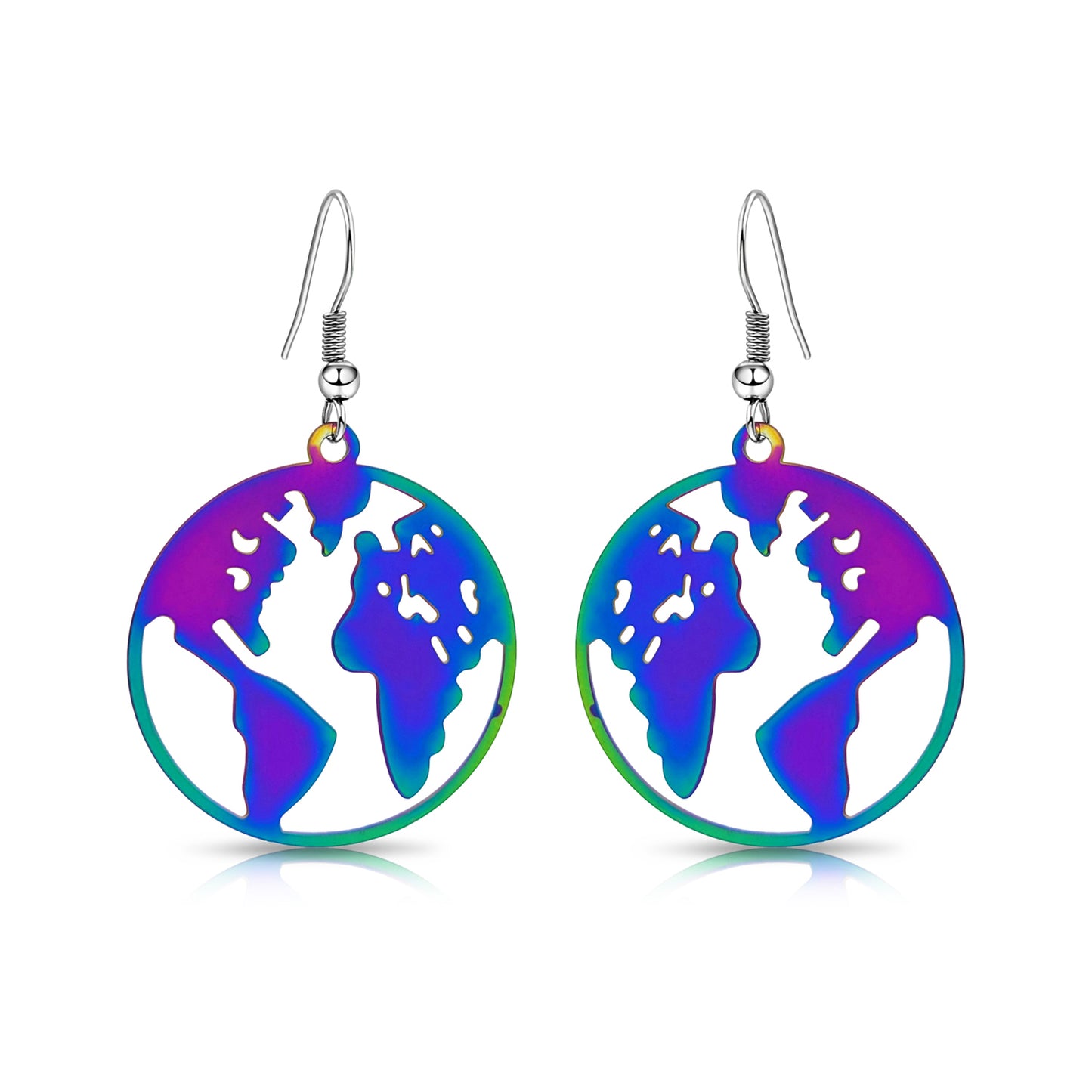 BESHEEK Rainbow Stainless Steel "Around the Globe"Earrings | Handmade Hypoallergenic Boho Beach Gala Wedding Style Fashion Earrings