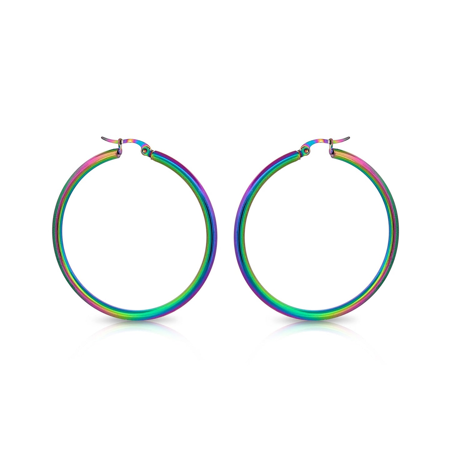 BESHEEK Rainbow Stainless Steel Hoop Earrings | Handmade Hypoallergenic Boho Beach Gala Wedding Style Fashion Earrings