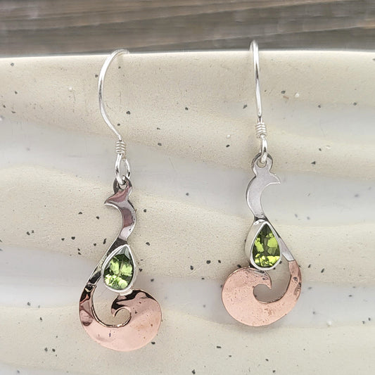 Sterling Silver and Gemstone Maui Hook Earrings