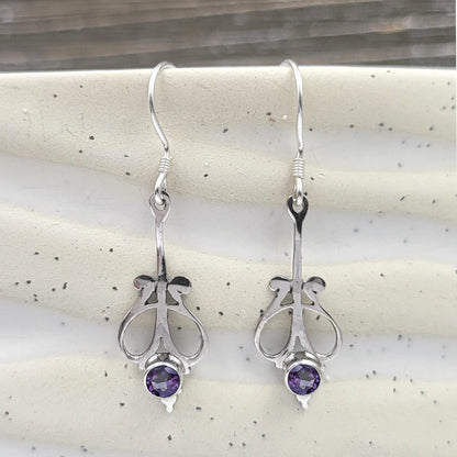 Sterling Silver and Gemstone Filigree Dangle Earrings