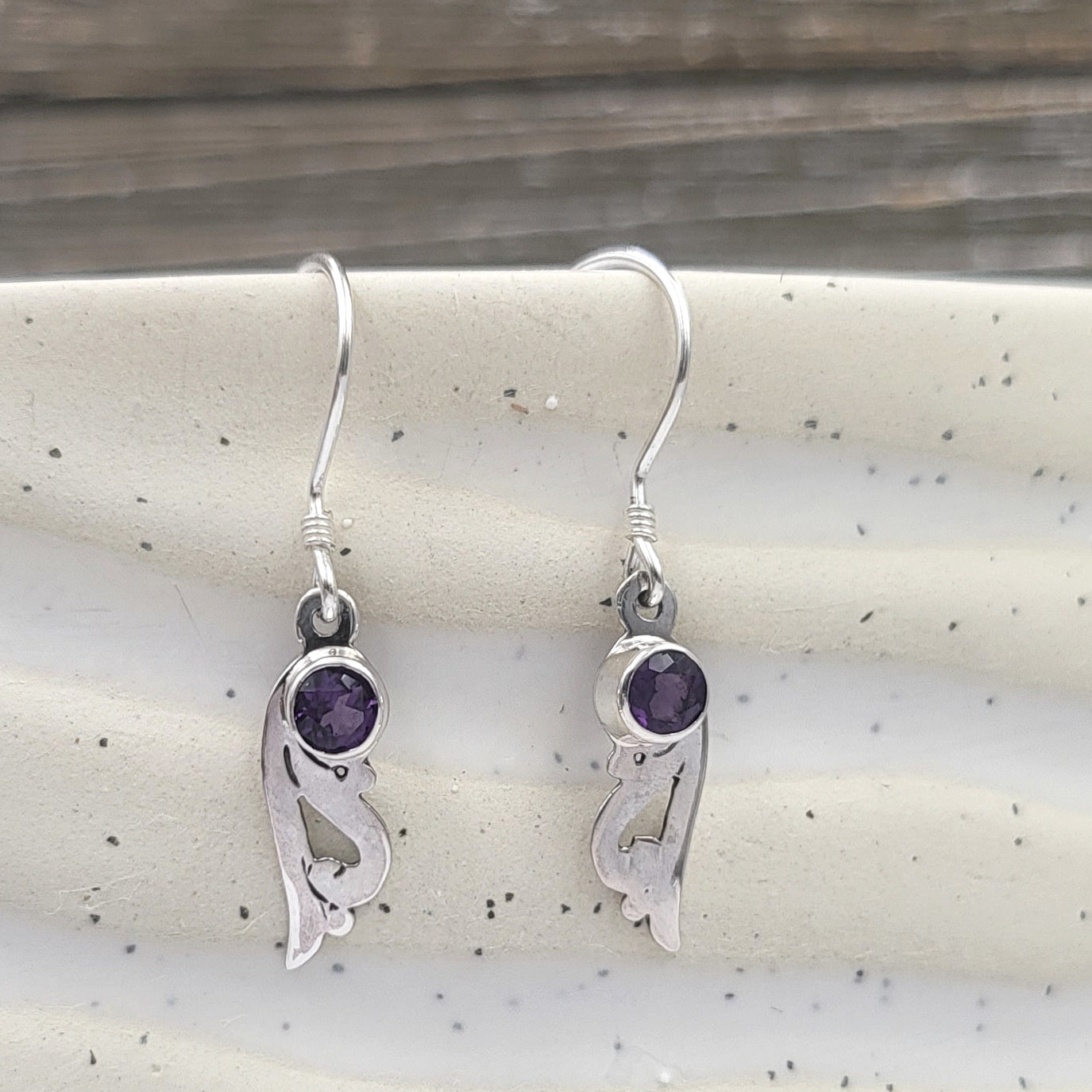 Sterling Silver and Gemstone Angel Wing Earrings