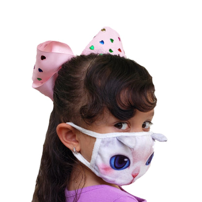 White Kitty Cat Fabric Mask