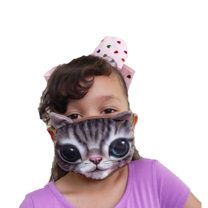 Grey Kitty Cat Fabric Mask