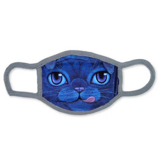 Dark Blue Hungry Kitten Fabric Mask