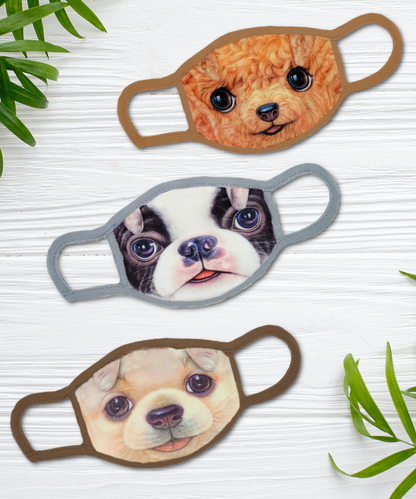 Bulldog, Chihuahua & Poodle Dog Mask Fabric Set of 3