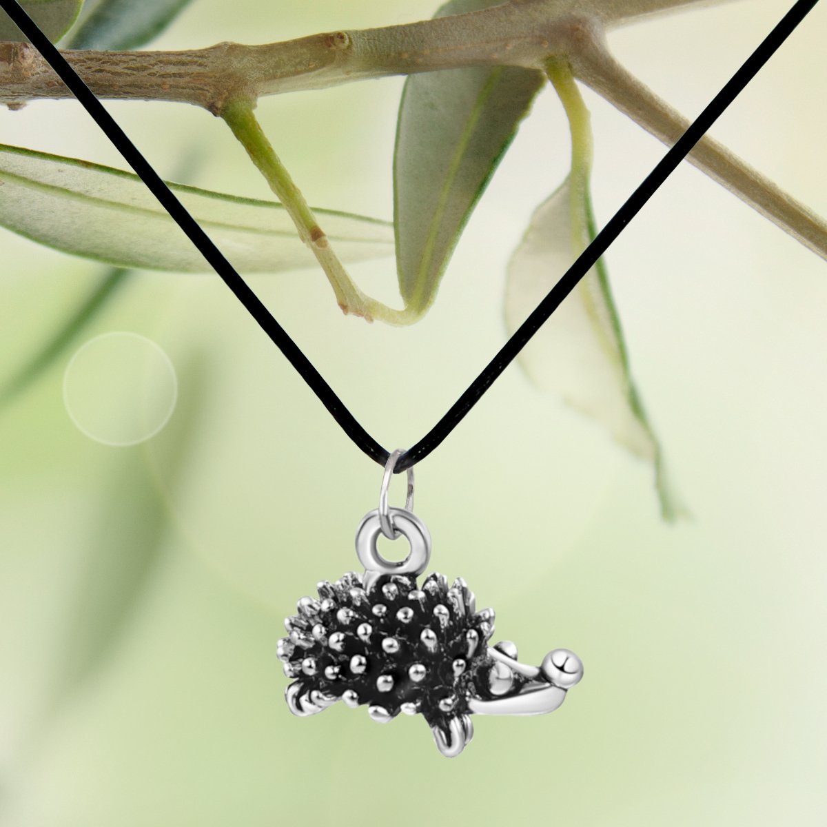 Silvertone Hedgehog Pendant Necklace