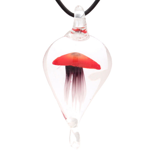 BESHEEK Handmade Murano Inspired Blown Glass Lampwork Art Red Jelly Fish Necklace Pendant ? Handcrafted Artisan Hypoallergenic Italian Style Jewelry