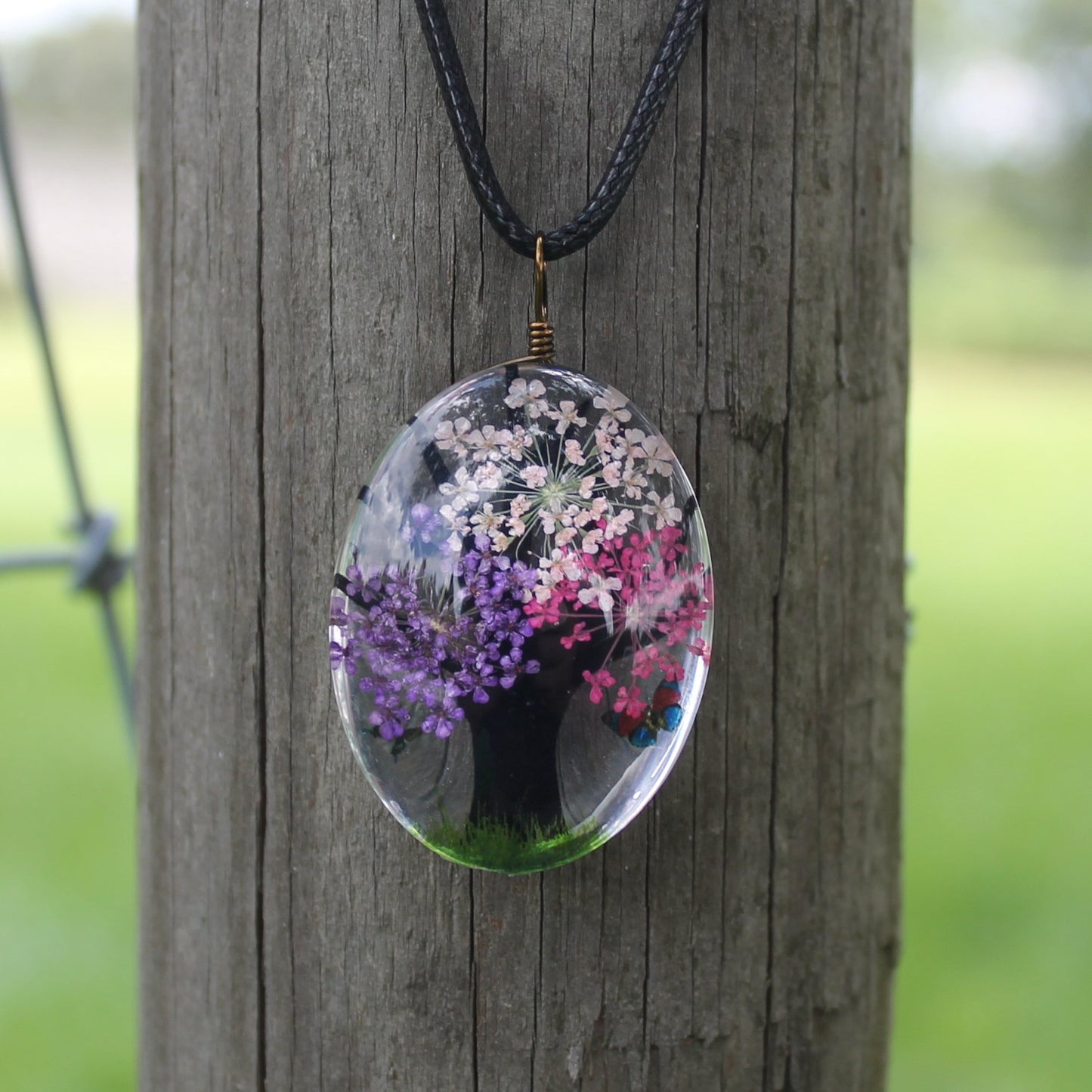 BESHEEK Multicolor glass blossom tree Pendant Necklace | Handmade Hypoallergenic Boho Beach Gala Wedding Style Fashion Jewelry