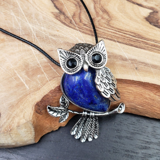 BESHEEK Lapis Lazuli Owl Pendant? Handmade Hypoallergenic Boho Beach Gala Wedding Style Fashion Jewelry