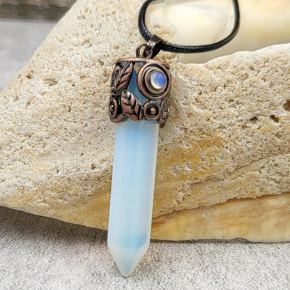 BESHEEK Copper Opalite Crystal Point Pendant? Handmade Hypoallergenic Boho Beach Gala Wedding Style Fashion Jewelry