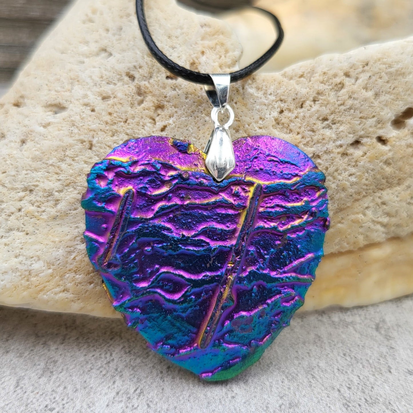BESHEEK Rainbow Druzy Jasper Heart Pendant? Handmade Hypoallergenic Boho Beach Gala Wedding Style Fashion Jewelry