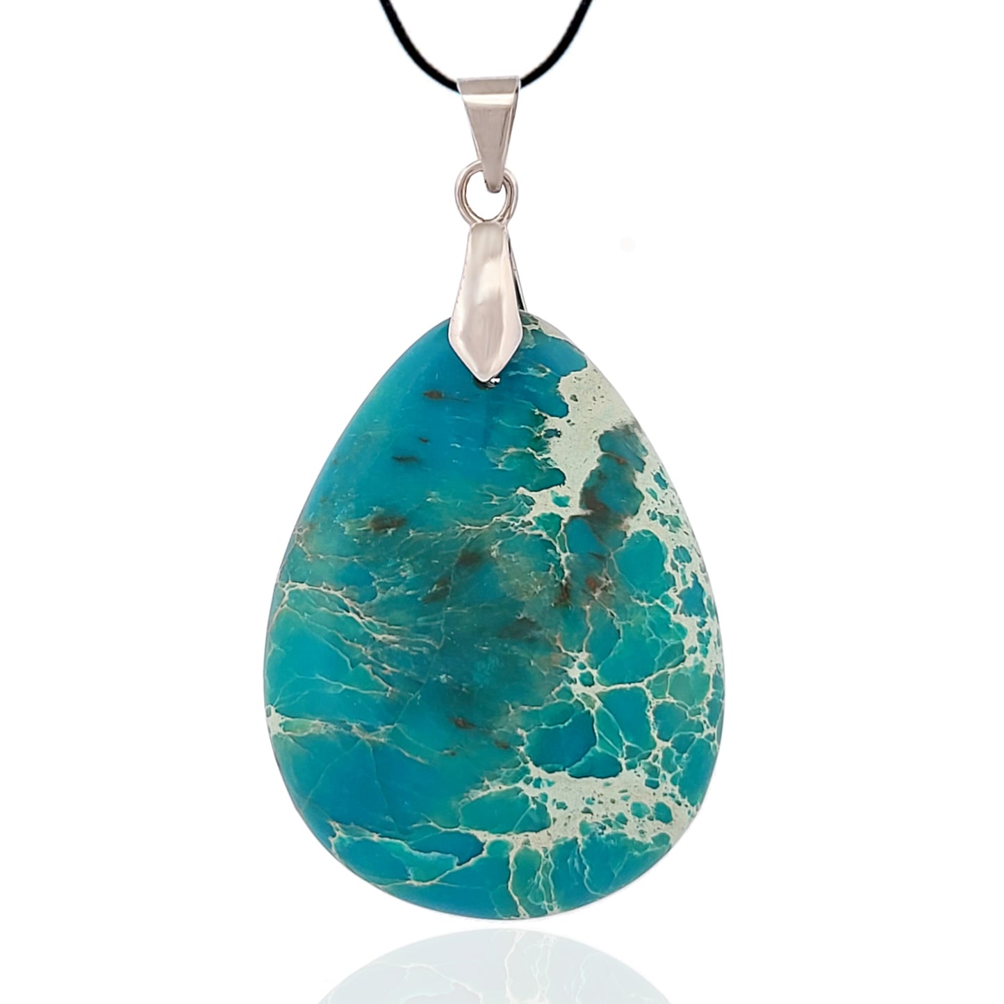 Blue Sea Sediment Jasper Stone Teardrop Necklace Pendant