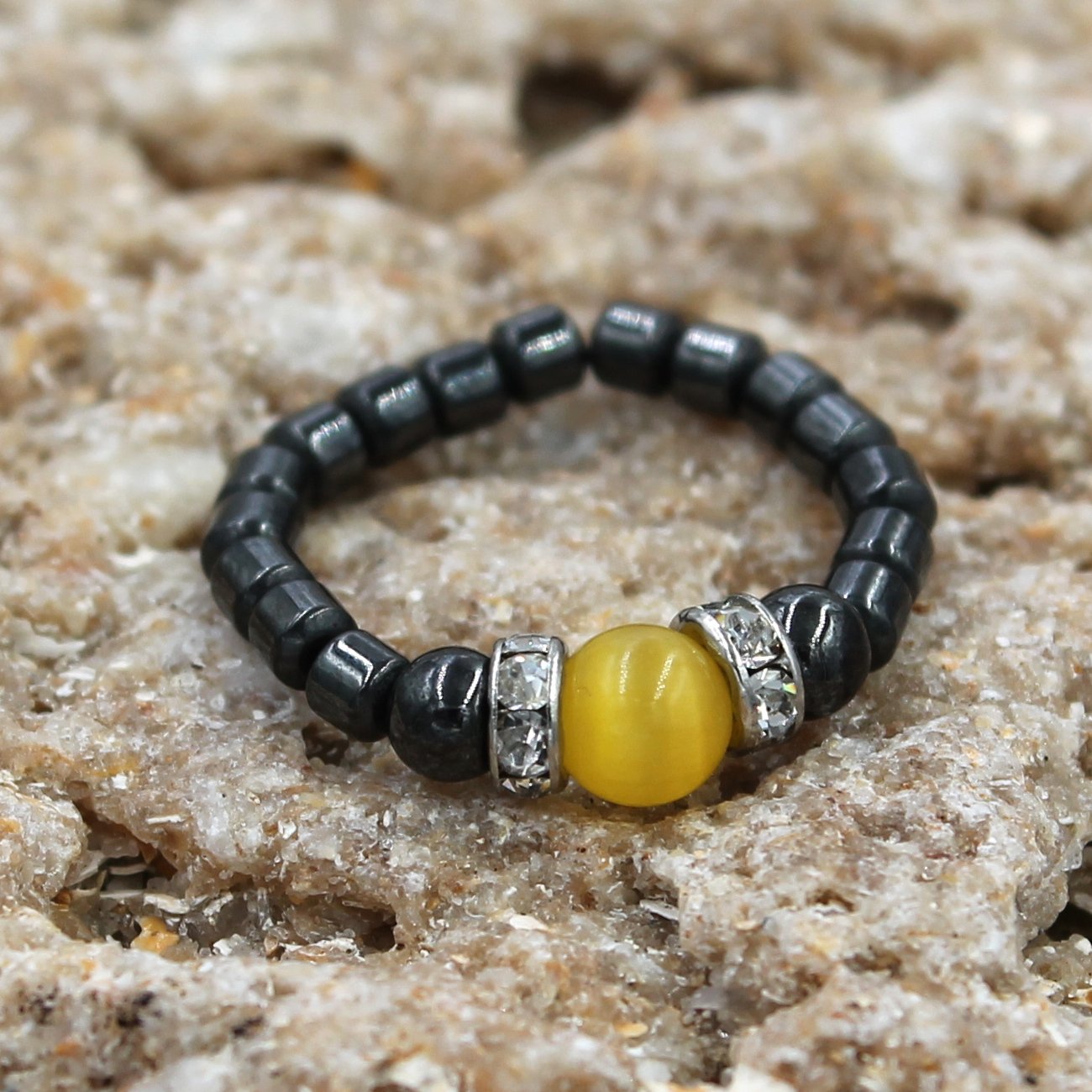 Magenetic Stretch Yellow Tiger Eye Stretch Toe Ring