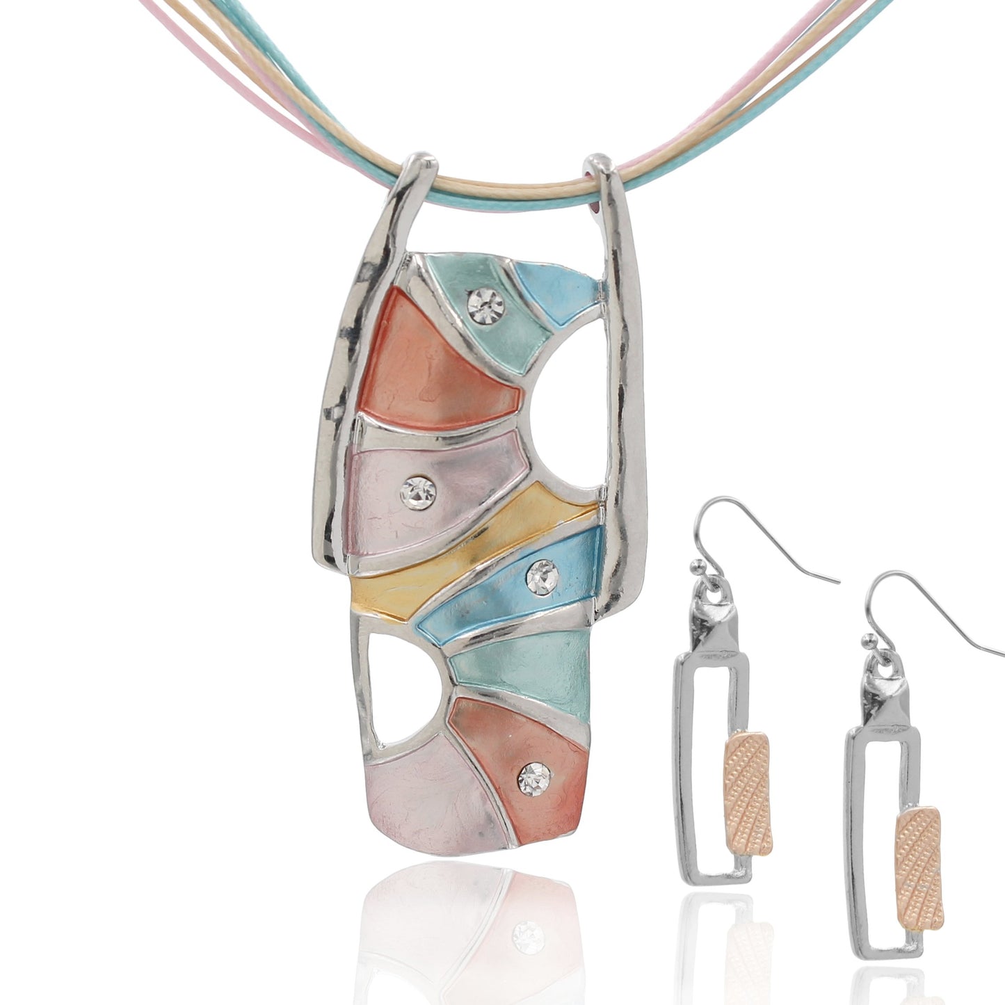 Silvertone "Abstract and Interesting" Pendant and Necklace Set